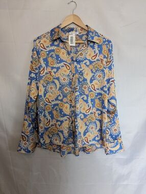 NWT Miley + Molly | Blue Paisley Silky Blouse | Boho | L
